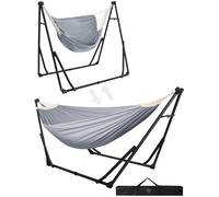 Anyoo Amaca da Giardino e Sedia Amaca con Supporto Pieghevole, Set di Struttura per Amaca Portatile a Doppio Uso per Amache da Interno ed Esterno Campeggio