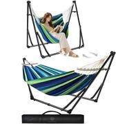 ANYOO Amaca da Giardino e Sedia Sospesa con Supporto Pieghevole, Set di Struttura per Amaca Portatile a Doppio Uso per Amache da Interno ed Esterno Campeggio