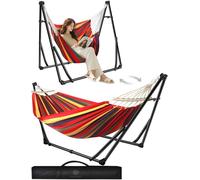 ANYOO Amaca da Giardino e Sedia Sospesa con Supporto Pieghevole, Set di Struttura per Amaca Portatile a Doppio Uso per Amache da Interno ed Esterno Campeggio