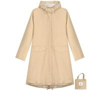 ANYOO Giacca da Pioggia Impermeabile da Donna con Cappuccio, Trench Leggero con Giacca a Vento Lunga, Cachi, Taglia unica