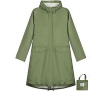 ANYOO Giacca da Pioggia Impermeabile da Donna con Cappuccio, Trench Leggero con Giacca a Vento Lunga, Verde, Taglia unica