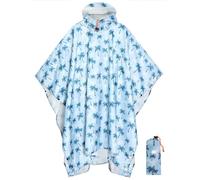 ANYOO Impermeabile Poncho Pioggia Riutilizzabile Multiuso Impermeabile con Cappuccio Packable Telo Riparo a Terra Foglio per Campeggio all'aperto Pesca Sopravvivenza,Alberi di cocco,Taglia unica