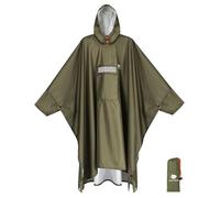 ANYOO Poncho Antipioggia Impermeabile con Maniche e Tasca, Leggero e Riutilizzabile, con Cappuccio ideale per Attività all'aperto, Campeggio, Escursionismo, Pesca, Verde, Taglia Unica