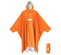 ANYOO Poncho Antipioggia Impermeabile con Maniche e Tasca, Leggero Mantella Antipioggia per Adulti con Cappuccio per Attività all'aperto, Campeggio, Escursionismo, Pesca, Arancione, Taglia Unica