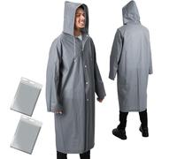ANYOO Poncho Antipioggia Impermeabile per Adulti, 2 Pezzi Giacca Antipioggia con Cappuccio Riutilizzabile con Maniche Lunghe per Uomo e Donna Festival, Campeggio, Escursioni, Grigio, Taglia Unica