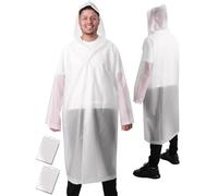 ANYOO Poncho Antipioggia Impermeabile per Adulti, 2 Pezzi Giacca Antipioggia con Cappuccio Riutilizzabile con Maniche Lunghe per Uomo e Donna Festival, Campeggio, Escursioni, Bianco, Taglia Unica