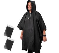ANYOO Poncho Antipioggia Impermeabile per Adulti, 2 Pezzi Mantelli Impermeabile PEVA Riutilizzabili con Cappuccio per Uomo e Donna Festival, Trekking, Campeggio, Escursioni, Nero, Taglia Unica