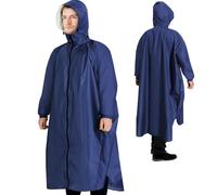 ANYOO Poncho Antipioggia Impermeabile Pioggia Leggero Portatile Giacca Pioggia con Maniche Lunghe per Uomo Donna Trekking all'aperto Ciclismo, Blu scuro, Taglia unica
