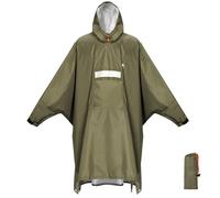 ANYOO Poncho Impermeabile Antivento con Cerniera Laterale per Protezione Completa, Giacca Antipioggia Leggero con Maniche Regolabili per Escursioni all'Aperto e Ciclismo,Verde esercito,Taglia Unica