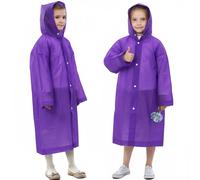 ANYOO Poncho Impermeabile per Bambini per Ragazzi e Ragazze, Confezione da 2 Mantella Antipioggia Leggero con Cappuccio con Maniche Lunghe per Bambini di Altezza 100-150 cm Campeggio, Viaggi, Viola