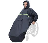 ANYOO Poncho impermeabile per sedia a rotelle con maniche, poncho antipioggia leggero, mantella con elastici per protezione asciutta per sedie a rotelle, unisex, taglia unica, Grigio, Taglia unica