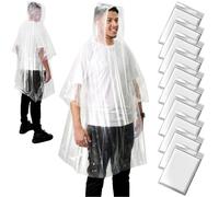 ANYOO Poncho Impermeabile Usa e Getta 3/5/10 Pezzi Mantella Antipioggia Donne e Uomini Emergenza con Cappuccio per Campeggio Festival Trekking Concerti, Trasparente, Taglia unica