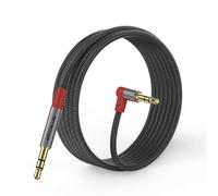 ANYPLUS Cavo audio da maschio a maschio da 3,5 mm, 2 m (1 pezzo), cavo AUX intrecciato a 90 gradi a destra, compatibile con jack per cuffie, cavo ausiliario per iPhone, stereo domestico/auto
