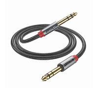 ANYPLUS Cavo Chitarra Elettrica,【2M】 Cavo Audio Jack 6.35mm a 6.35mm Stereo Treccia di Pesce Cavo TRS 1/4 Cavo Jack Chitarra per Strumenti, Basso Elettrico, Tastiera, Amplificatore,Mixer Audio