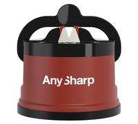 AnySharp Affilacoltelli, Sicurezza Mani Libere, Potente Suzione PowerGrip, Affila Sicuramente Tutti i Coltelli da Cucina, Ideale per Acciaio Temperato e Dentati, Il Migliore del Mondo, Rosso Mattone