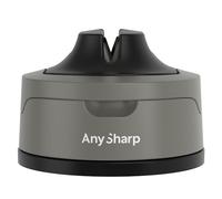 AnySharp Evo Affilacoltelli, Sicurezza Mani Libere, Potente Suzione PowerGrip, Affila Sicuramente Tutti i Coltelli da Cucina, Ideale per Acciaio Temperato e Dentati, Il Migliore del Mondo, Grigio