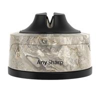 AnySharp Evo Affilacoltelli, Sicurezza Mani Libere, Potente Suzione PowerGrip, Affila Sicuramente Tutti i Coltelli da Cucina, Ideale per Acciaio Temperato e Dentati, Il Migliore del Mondo, Pietra