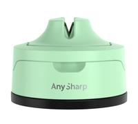AnySharp Evo Affilacoltelli, Sicurezza Mani Libere, Potente Suzione PowerGrip, Affila Sicuramente Tutti i Coltelli da Cucina, Ideale per Acciaio Temperato e Dentati, Il Migliore del Mondo, Verde menta