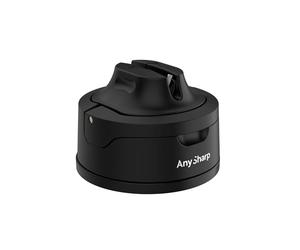 AnySharp Evo Affilacoltelli, Sicurezza Mani Libere, Potente Suzione PowerGrip, Affila Sicuramente Tutti i Coltelli da Cucina, Ideale per Acciaio Temperato e Dentati, Il Migliore del Mondo, Nero