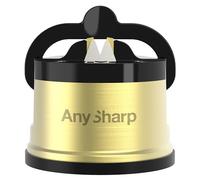 AnySharp Pro Affilacoltelli (Metal) con Ventosa, Ottone | Sicurezza mani libere, In sicurezza Affila All coltelli da cucina, Ideale per acciaio temprato e seghettato, Taglia unica