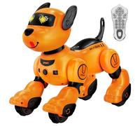 anysun Cane Robot, Giocattolo Cane Robot Ricaricabile, Giocattolo Programmabile con Funzione di Seguito, Comandi Vocali, Telecomando e Sensori Tattili, Regalo di Natale Ideale per Bambini (Giallo)