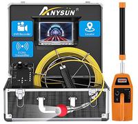 Anysun Telecamera Ispezione con il Localizzatore, Videoispezione per Tubazioni con Trasmettitore a Sonda da 512 Hz, Registratore DVR, Endoscopio Professionale con Monitor LCD da 7" (Scheda SD inclusa)