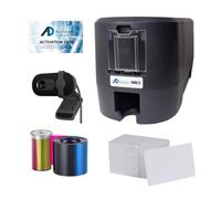 AnythingID Forge 1E - Sistema di stampante per carte d'identità fronte/retro, con software, fotocamera, 100 carte e nastro da 250 stampe, soluzione completa per la stampa di carte in PVC