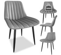 AnYu Furniture Sedia da cucina con schienale da 7 cm, tavolo da pranzo con cuscino da 5 cm, carico massimo 180 kg, pelle sintetica PU, adatta per sala da pranzo, cucina (4, Grigio, Sovradimensionata)