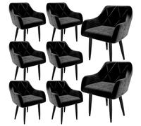 AnYu Furniture Sedie Sala da Pranzo in Velluto, Sedie da Pranzo Imbottite di Fascia Alta con Braccioli e Gambe in Metallo, Sedia Cucina Set da 8 in Stile Moderno