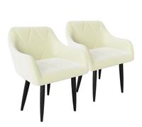 AnYu Furniture Sedie Sala da Pranzo in Velluto, Sedie da Pranzo Imbottite di Fascia Alta con Braccioli e Gambe in Metallo, Sedia Cucina Set da 2 in Stile Moderno (Beige)