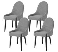 AnYu Furniture Sedie Sala da Pranzo, Sedie Cucina Set da 4 Moderne Imbottite in Tessuto, Sedia da Pranzo con Schienale Alto e Gambe in Metallo (Grigio)