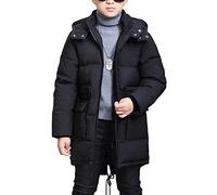 AnyuA Bambini Manica Lunga Giubbotto Quilted Piumino Giacca Invernale Ragazzi Imbottito Cappotto con Cappuccio Nero 160