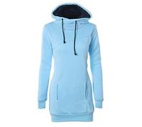 AnyuA Felpa con Cappuccio Casual per Donna Tasca Maniche Lunghe Drawatring Taglia Grossa Blu S