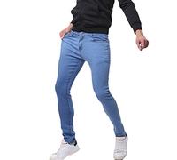 AnyuA Jeans da Uomo Skinny Elasticizzati Slim Pantaloni Leggeri Comodi Azzurro Chiaro 2XL