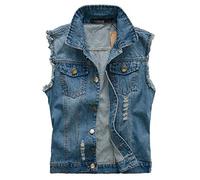 AnyuA Smanicato Uomo Giubbotto, Tempo Libero, Denim Giacca, Senza Maniche Blu 4XL