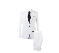 AnyuA Uomo Colore Puro d'Affari Standard 2 Pezzi Vestito di Affari Bianco S