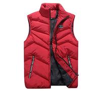 AnyuA Uomo Giubbini Collo Alto Smanicato Giacca da Lavoro Caldo Cappotto Gilet Rosso L