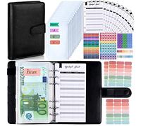 ANYUKE Agenda Budget A6, Budget Planner con Cash Envelopes per Cash Stuffing, Raccoglitore ad Anelli per Organizzatore di Soldi e Risparmio - Nero