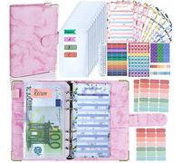 ANYUKE Budget Binder A6, Raccoglitore ad Anelli per Cash Stuffing, Agenda Budget e Quaderno Risparmio Soldi con Bustine per Contanti, Money Binder per Organizzatore di Budget - Rosa Marmo