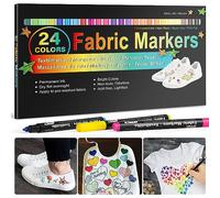 ANYUKE Pennarelli per Tessuti 24 colori di penne per tessuto, atossiche, lavabili, resistenti ai colori, per Jeans Borse di Tela Scarpe Magliette Cappelli,Penne in stoffa per pittura regali ideali