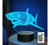 Anywin Lampada Illusione 3D Squalo per Bambini, Luce Notturna LED Squalo con Timer Regolabile in Luminosità Telecomando a 16 Colori per Ragazzi Ragazze Bambini Regalo di Compleanno di Vacanza