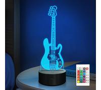 Anywin, lampada notturna 3D, per chitarra elettrica, con illusione 3D, 16 colori che cambiano telecomando e timer e dimmer per decorare la stanza, vacanze, regali creativi per bambini e ragazze
