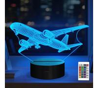 Anywin Luce notturna 3D a forma di aereo da uomo, con telecomando, timer a 16 colori e dimmerabile, lampada da aereo per scrivania, regalo per Natale, compleanno, laurea, viaggio