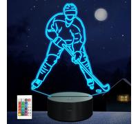 Anywin Luce notturna 3D con illusione di hockey su ghiaccio, con telecomando e timer, decorazione per la camera dei bambini, regalo di compleanno e Natale per ragazzi, ragazzi e uomini, appassionati
