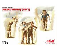 Anzac Infantry (1915) (4 Figures) 1:35 Plastic Model Kit ICM