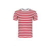 ANZEE - Maglietta unisex in cotone a righe, per ragazzi e ragazze, con scollo rotondo e maniche corte, casual, ideale per viaggi estivi, vacanze e uso quotidiano, Rosso e bianco., 13 anni