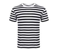 ANZEEDISCOVERYTHENEWYOU Maglietta a righe unisex da uomo e donna con girocollo a maniche corte in cotone con scollo tondo per bambini, casual da indossare d'estate, bianco/nero, XL