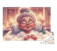 Anziana che fa il bagno, gioco di puzzle da 1000 pezzi, nonnina che si gode un bagno di schiuma, gioco educativo per adulti, bella decorazione, difficile, regalo di compleanno per, 70x50cm