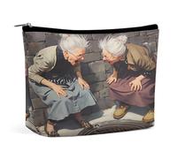 Anziane che guardano dentro un tombino Borsa per il trucco, organizer da viaggio per articoli da toilette, pochette cosmetica per donne, regali di compleanno per mamme, ragazze, donne e sorelle