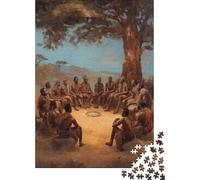 Anziani di diverse tribù seduti in cerchio sotto un grande albero|| Puzzle Divertenti Per Tutta La Famiglia 38x26cm/1000pcs Adulti